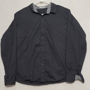 Coofandy Men's XL Shirt Black Button Up Diamond Design Casual Dress